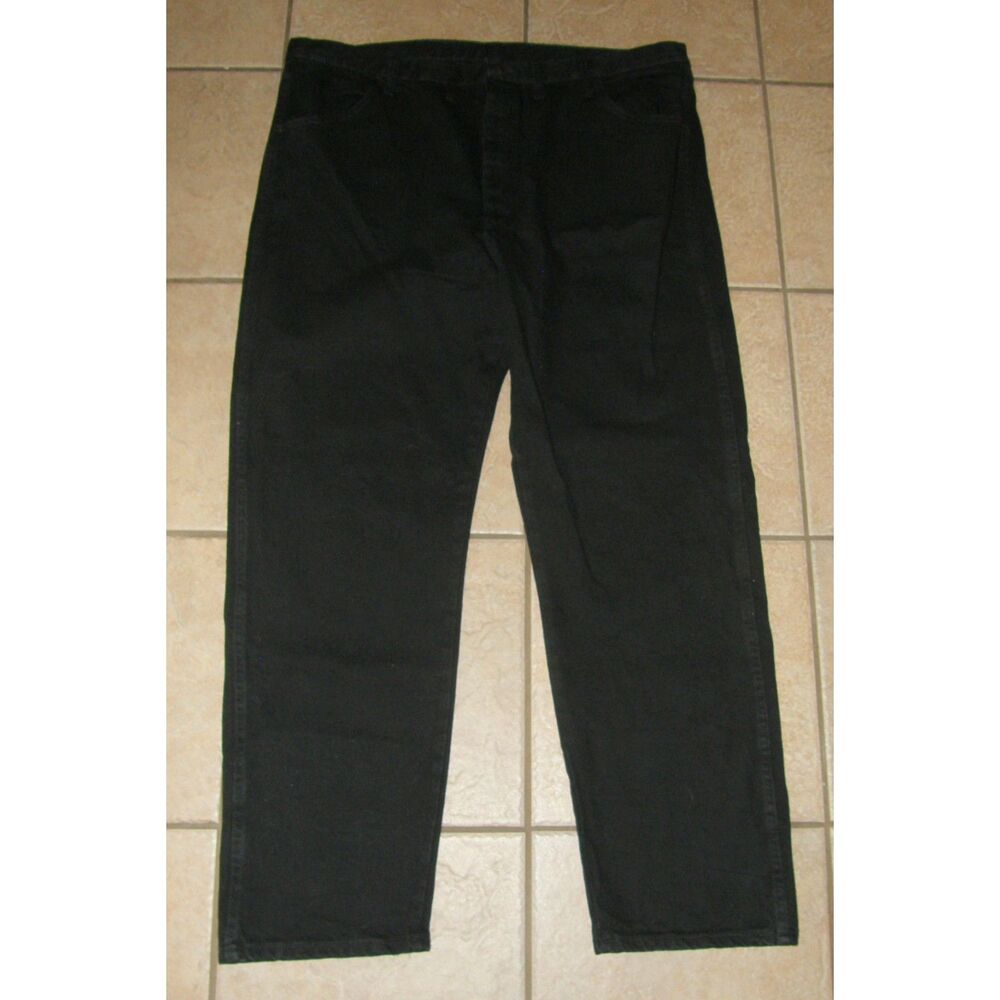 RUSTLER Mens Sz 44X32 Straight Leg Regular Fit 100% Cotton Black Denim Jeans NEW